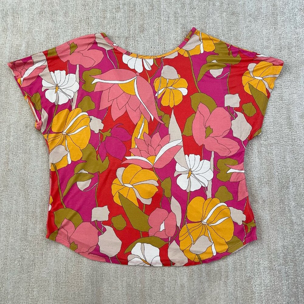 Trina Turk Floral Low Back Resort Blouse Top L